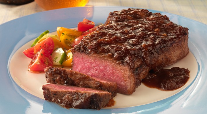 Strip Steaks with BourbonMolasses Barbecue Sauce  Weber.com